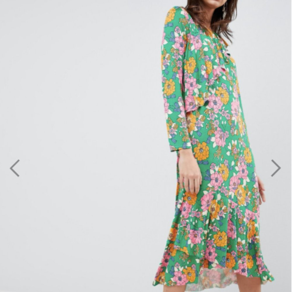 ASOS DESIGN relaxed tea dress in bold floral print